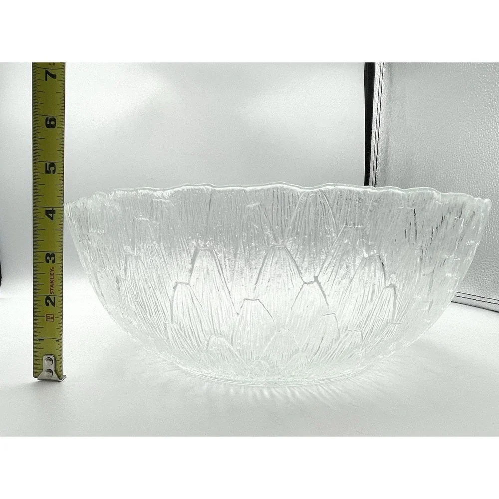 Vintage 1970s Arcoroc Marguerite Clear Glass Sunflower‎ Salad Bowl 10.5